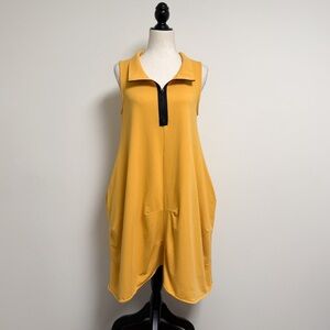 Kozan Sunshine Yellow Sleeveless Zip Neck Bubble Silhouette Audrey Dress Small